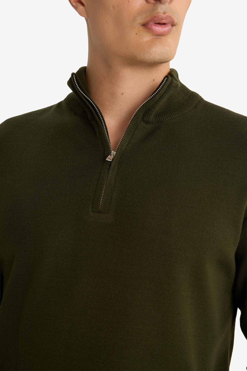 DeFacto Green Man Standard Fit Zipper Knitwear Pullover Casual - Image 5